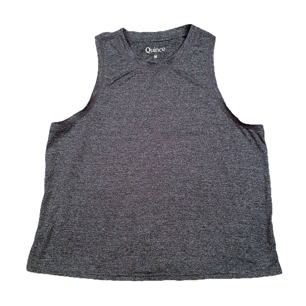 Quince Flowknit Breeze High Neck Tank Top Womens M Gray Sleeveless Performance